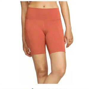 NWT Womens Nike One High Waisted 8" Biker Shorts With Pockets Burnt Sunrise